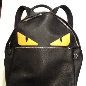 FENDI  BLACK  LEATHER  MONSTER  BACKPACK